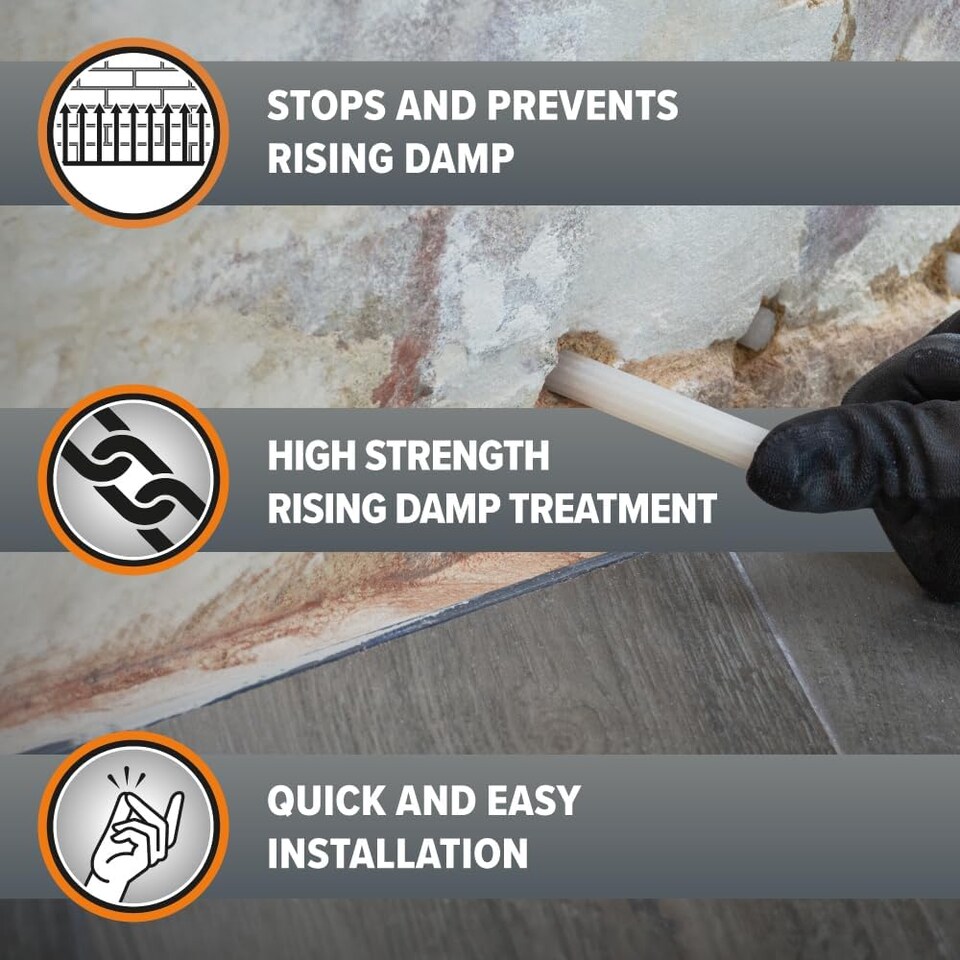 image 1 of Dryrod Damp Proofing Rods (500 pack) - BBA-Approved Rising Damp Treatment, Stronger than DPC injection creams. Coverage 60m