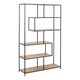 image 1 of Seaford Black Metal Large Asymmetrical Bookcase with 5 Oak Shelves