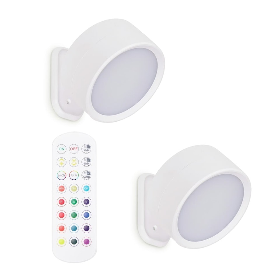 image 1 of ValueLights Marshall Pair of Matte White Wall Light & Bulb | White