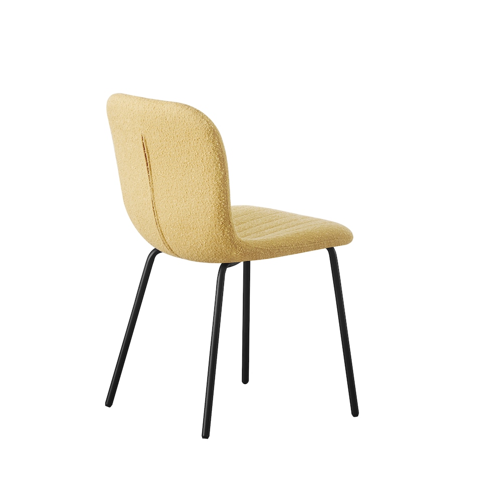 image 1 of Set of 4 Teddy Faux Fur Stitched Design Dining Chairs Yellow Bella by MCC