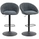 image 2 of HOMCOM Bar Stools Set of 2, Upholstered Swivel Barstools, Height Adjustable Breakfast Bar Chairs with Backrest and Footrest for Kitchen Island Counter, Dining Room, Dark Grey | Grey