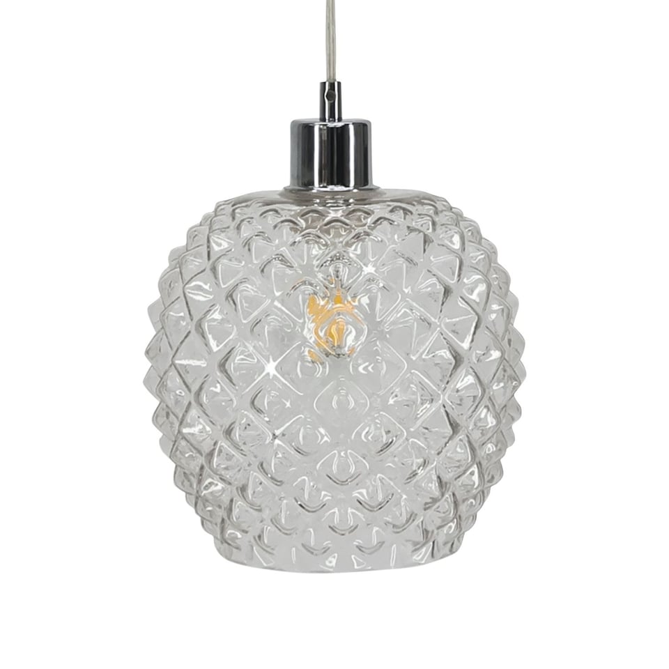 image 1 of Set of 2 Baine - Clear Textured Glass Easy Fit Pendant Shades | Clear | Medium | 2