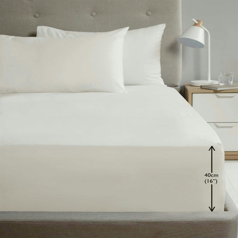 Percale Extra Deep 16" Fitted Sheet - Cream - King