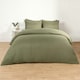 image 1 of OHS Soft Microfibre Plain Duvet Cover and Pillowcase Set, Single - Woodland Green