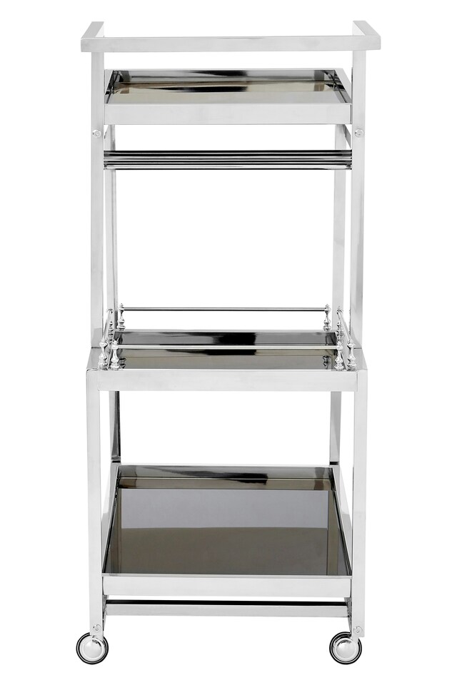image 1 of Orsina Durable 3 Tier Silver Finish Trolley, Elegant Garden Drinks Trolley For Parties, Steel Kitchen Trolley