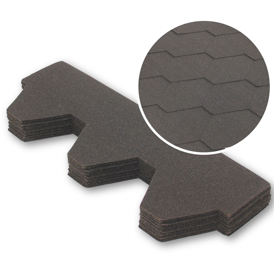 image 1 of Premium Asphalt Roof Shingles - Hexagonal Shape Design 80 x 31.5 cm Weather Resistant Roofing Felt (25 Pcs)