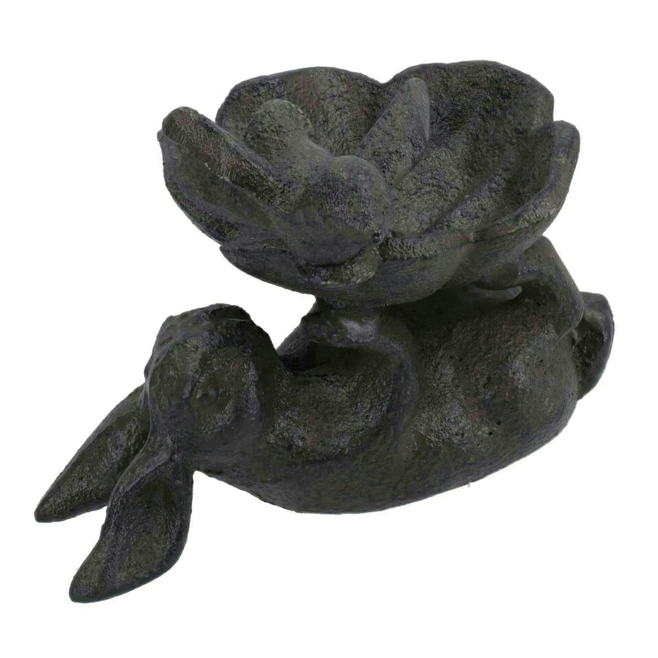 image 1 of Rabbit / Bird Bath Cast Iron Feeder Sitting Ornament Garden Feature Statue House