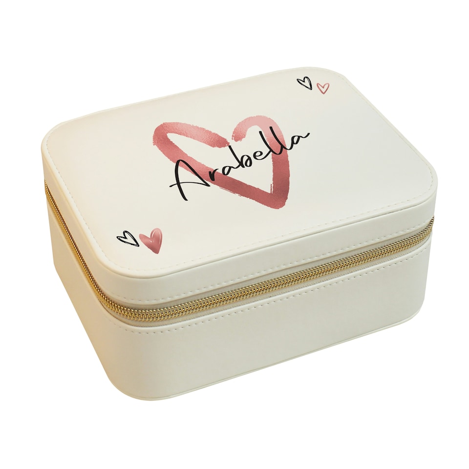 image 1 of Personalised Heart Travel Jewellery Box