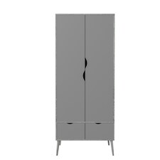 Malmo 2 Door 2 Drawer Wardrobe with Scandi Legs Cupboard Hanging Rail 180cm | Multi | Ash Grey Grey | 1