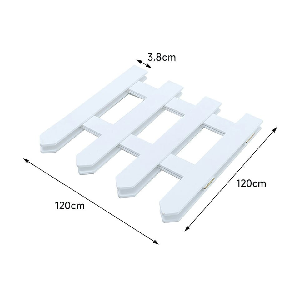 image 1 of Living and Home Wooden Christmas Tree Picket Fence for Decoration - White