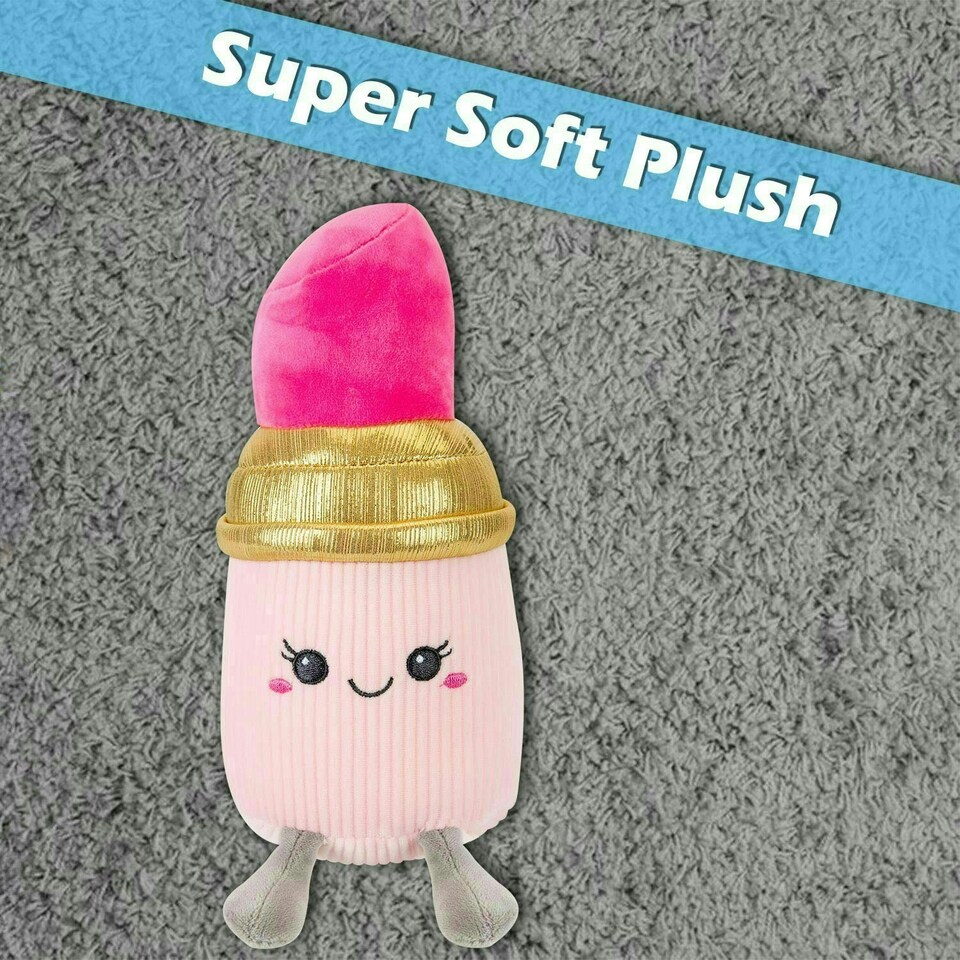 image 1 of Lipstick Soft Toy Cute Plushie Huggable Cuddly Stuffed Toy 18cm Pink