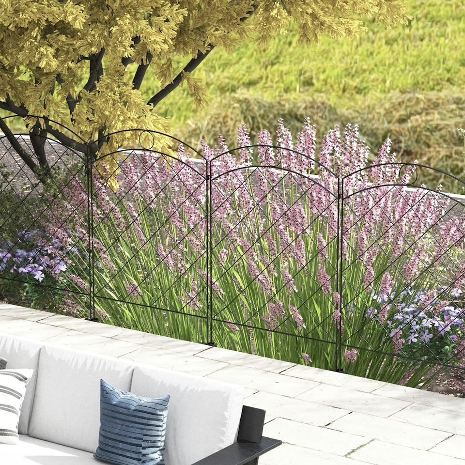 image 1 of Outsunny 4PCs Decorative Garden Fencing 43in x 11.4ft Steel Border Edging