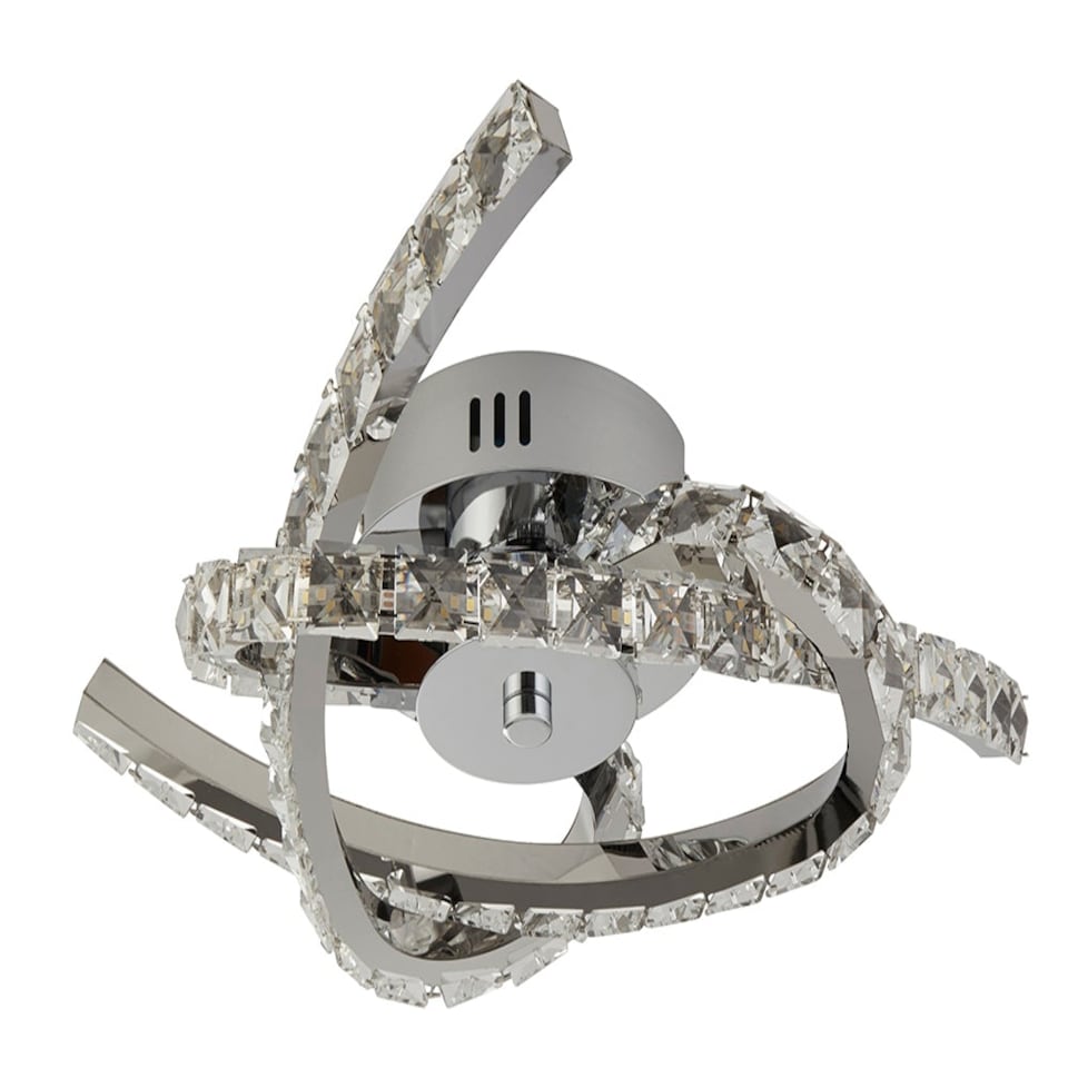 image 1 of 3 Arm LED Semi Flush, Crystal Inserts