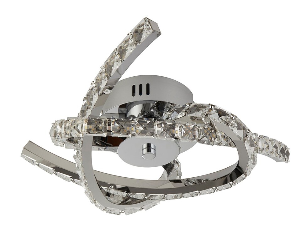 image 1 of 3 Arm LED Semi Flush, Crystal Inserts