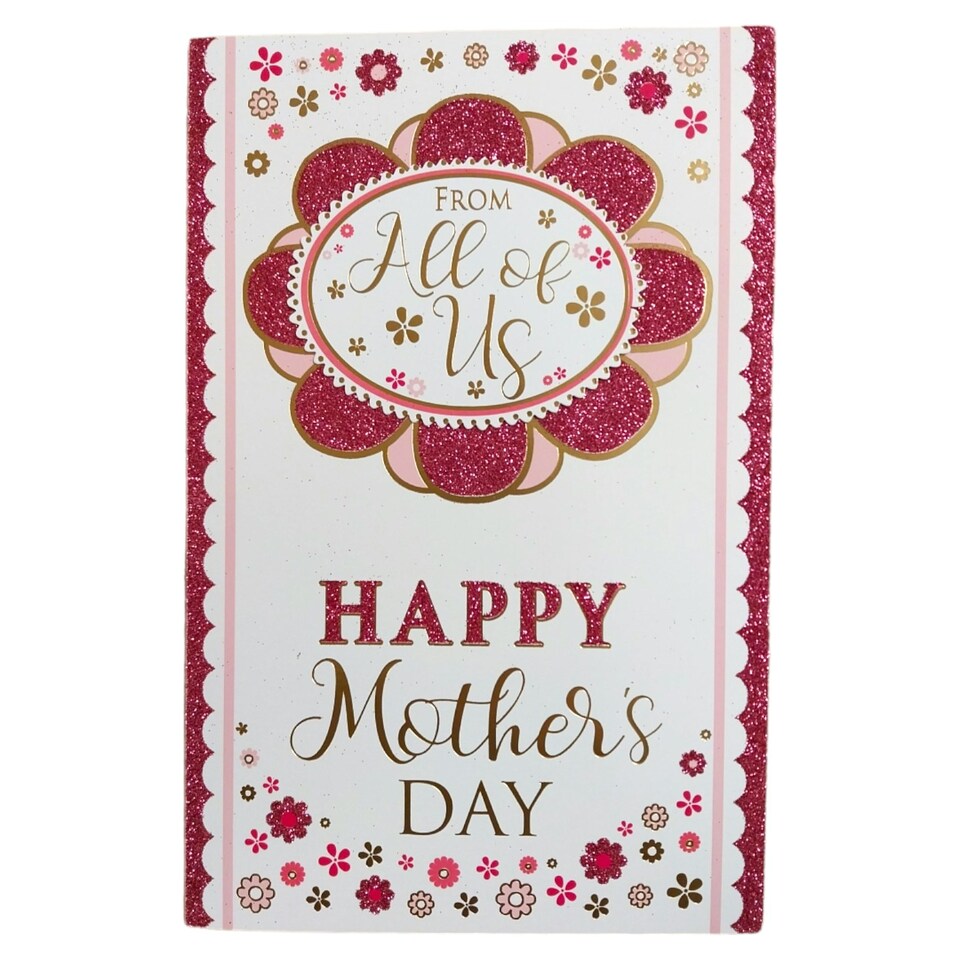 image 1 of From All of Us Glitter Flower Design Mother's Day Card