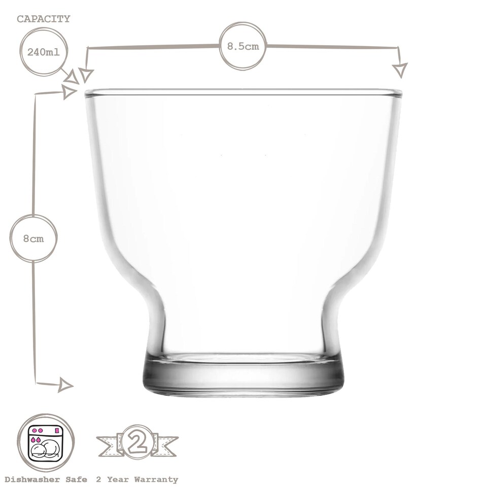 image 1 of LAV Petit Glass Ice Cream Bowls - 240ml - Pack of 6 | Clear | Clear