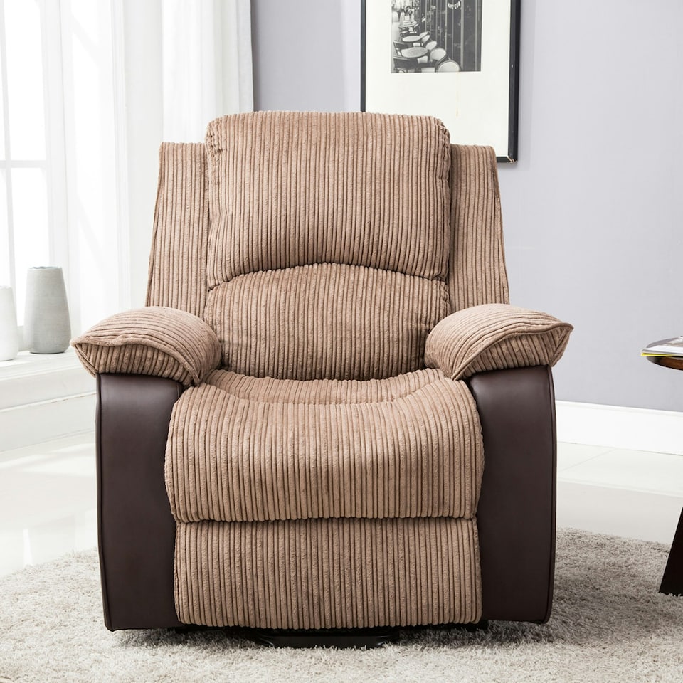 image 1 of Postana Dual Motor Electric Rise Recliner Jumbo Cord Fabric Chair (Brown)