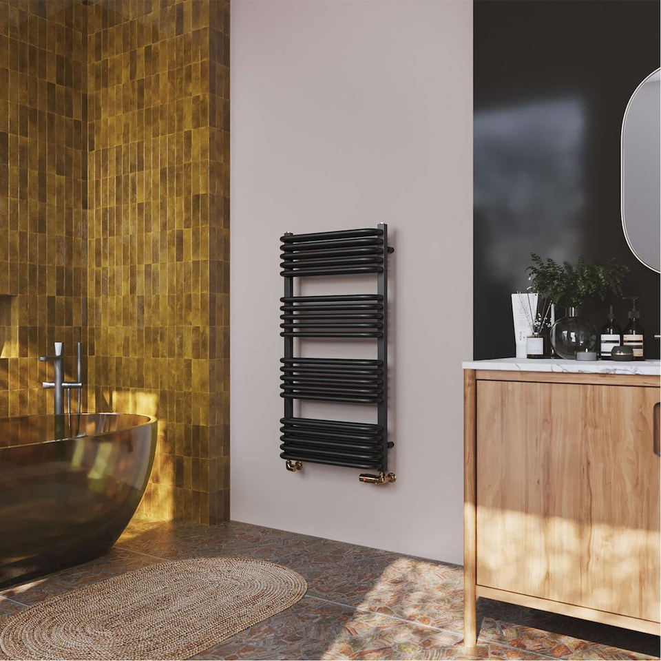image 1 of Crossmoor - Black Towel Radiator - H1000mm x W500mm