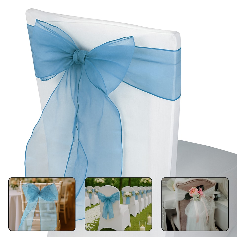 image 1 of 17 x 280cm Organza Chair Sashes, Sheer Sash Ties - 1pc