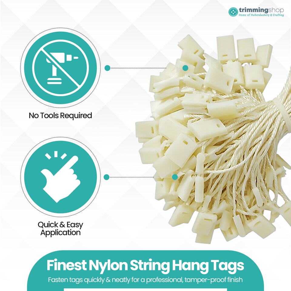 image 1 of 7 Inch Plastic String Tags, Nylon Label Snap Lock - 100pcs