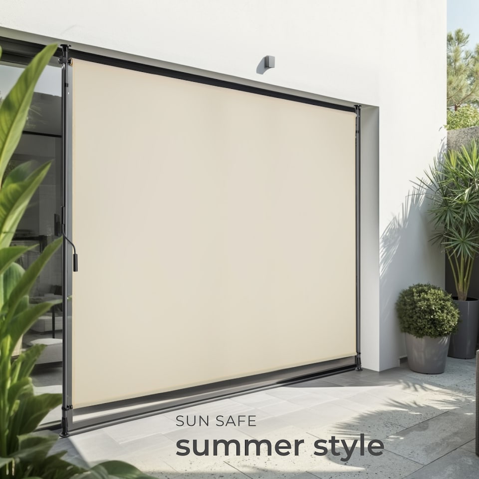 image 1 of Retractable Awning Taija - tooless installation, with hand crank, retractable and UV blocking | Cream | beige | 200 x 310 cm | 1
