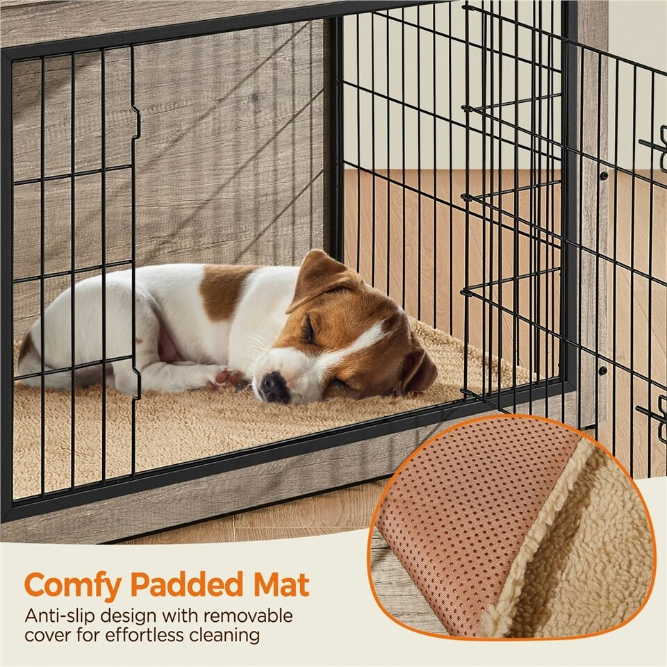 image 1 of Yaheetech 96 cm W Dog Crate Furniture | Grey | One Size