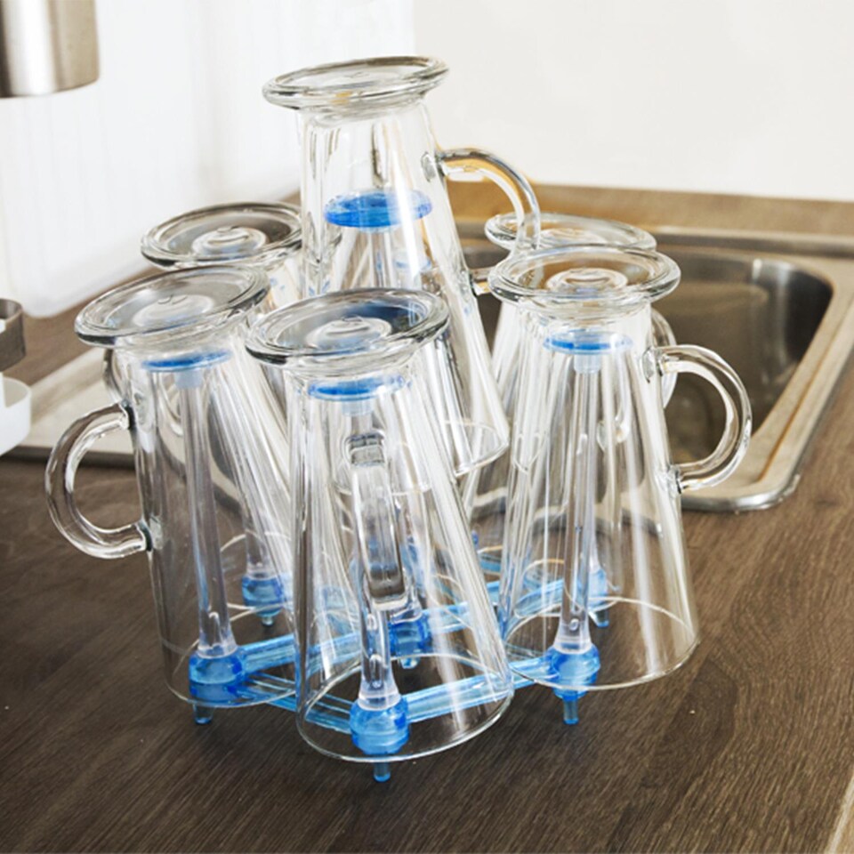 image 1 of Haven Retractable Cup Drying Rack Adjustable Glass & Mug Drainer Non-Slip Base