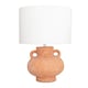 image 1 of ValueLights Theo Linen Shade Terracotta Vase Hand Finished Table Lamp and Bulb