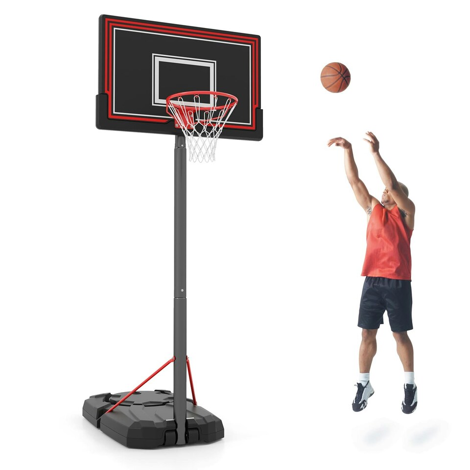 image 1 of COSTWAY Outdoor 7.5-10 FT Portable Basketball Hoop Backboard Black | Standard