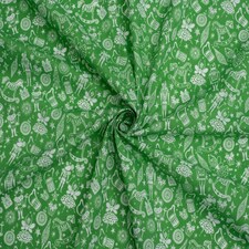 Green Printed Polycotton Fabric for Dressmaking, 110cm / 43" Wide - per metre