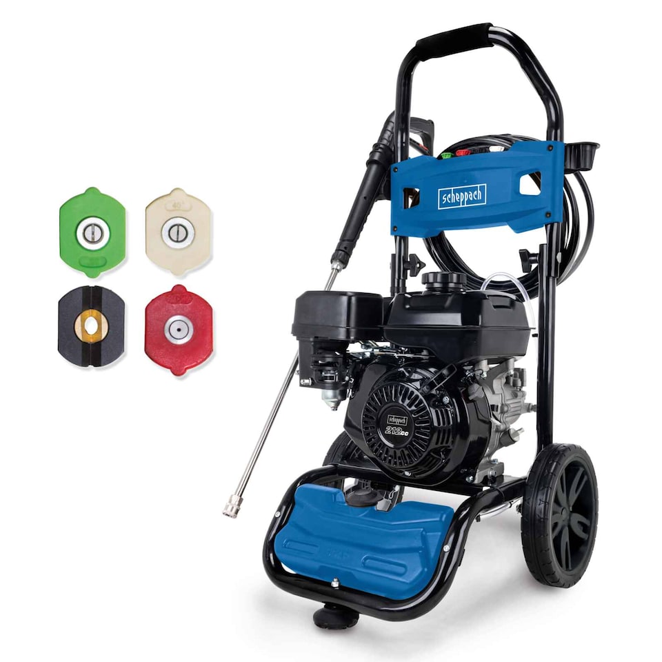 image 1 of Scheppach HCP5000 Petrol Pressure Washer, 5.9hp, 241bar Pressure, 570L/h Flow Rate, 9.2m Hose, 4 Nozzles