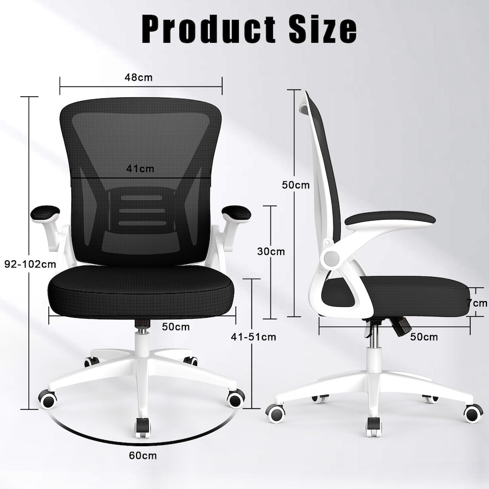 image 1 of Rattantree Ergonomic Office Chair with Flip Up Armrests & Lumbar Support