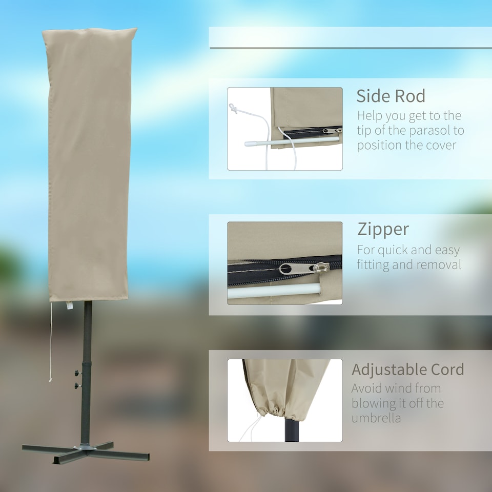 image 1 of Outsunny Garden Parasol Cover for 2-4.6m Outdoor Umbrella Protector w/ Rod, Zipper