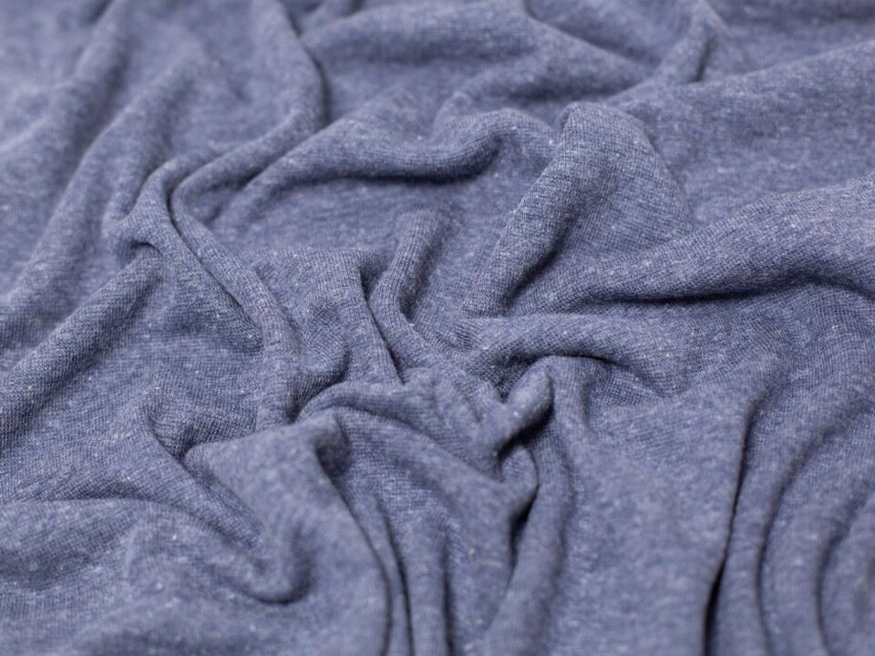 Minerva Core Range Blue Melange Tubular Ribbing Stretch Knit Fabric for Dressmaking, 70cm / 27" Wide - per metre