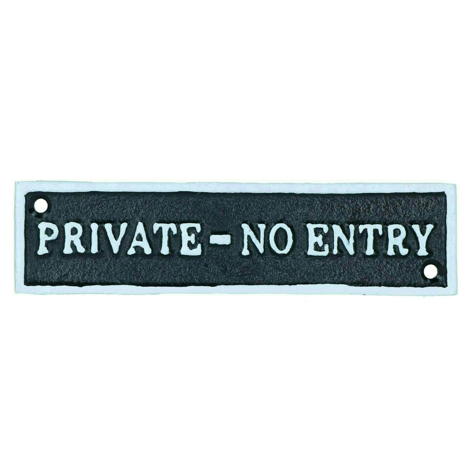 image 1 of Private No Entry Black Cast Iron Sign Plaque Door Wall House Gate Shop Cafe