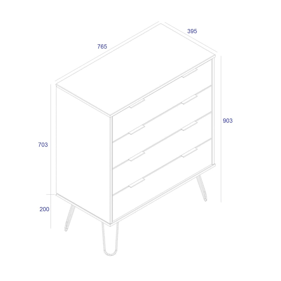 image 1 of Augusta 4 Drawer Industrial Bedroom Furniture Chest of Drawers - Stylish Storage Cabinet | Grey | Grey | 1