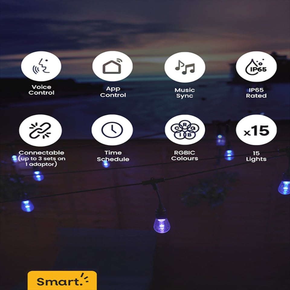 image 1 of ValueLights SMART 15 Connectable RGBIC Festoon Lights