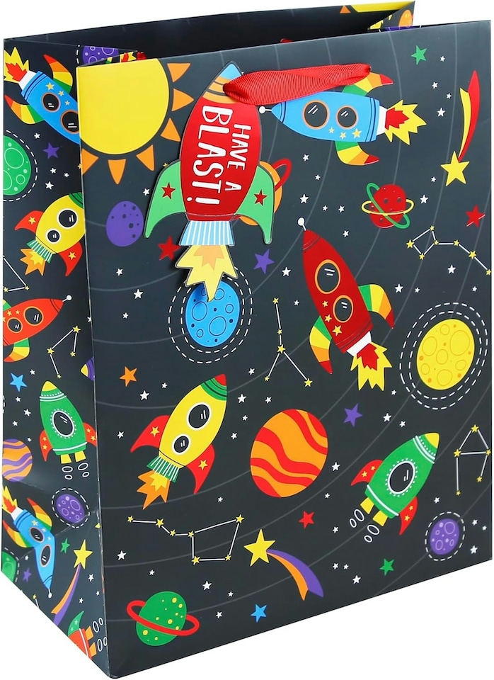 image 1 of Space Theme Solar System Happy Birthday Extra Large Gift Bag