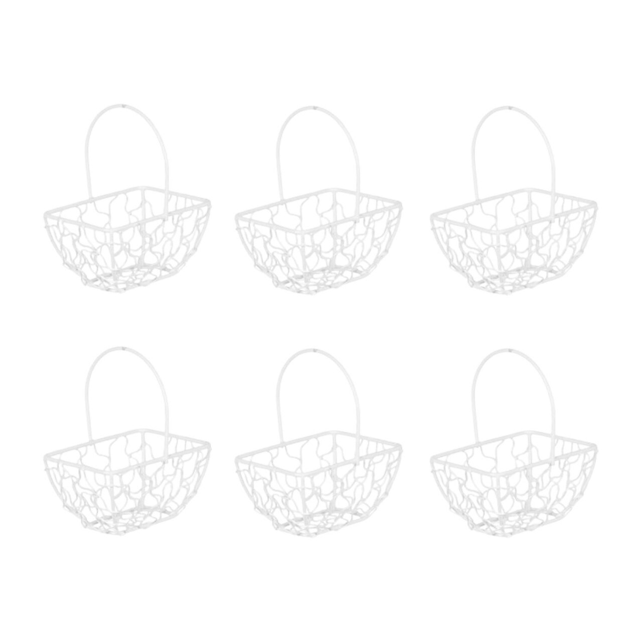 Rectangle Basket Wire Mesh - 10x8x6cm White White & Set of 6 1
