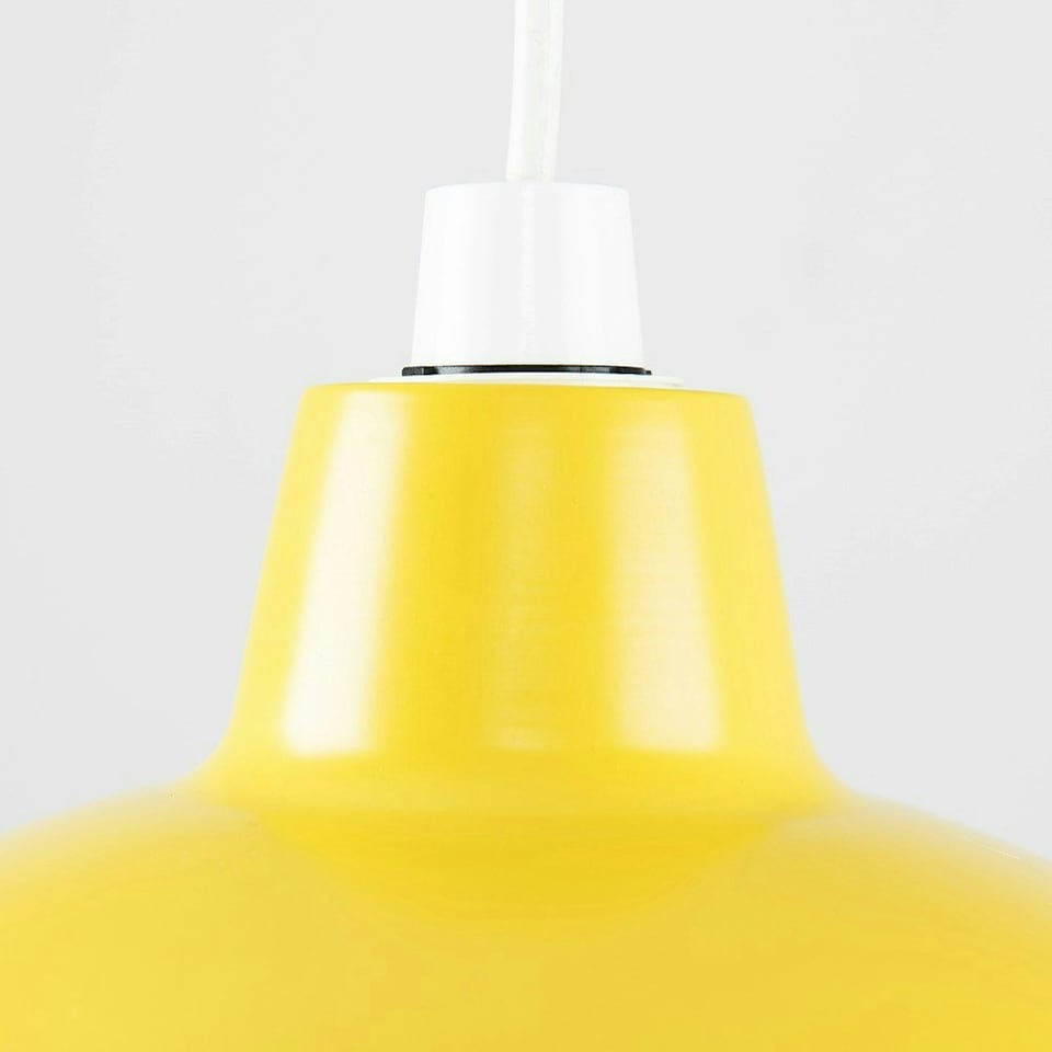image 1 of ValueLights Pair Of Retro Style Yellow Metal Easy Fit Ceiling Pendant Light Shades