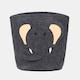 image 2 of OHS Kids Round Elephant Felt Toy Storage Organiser Basket - Charcoal