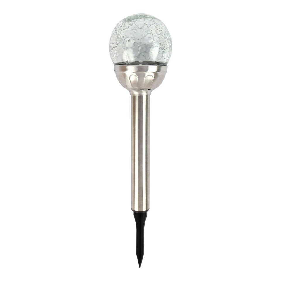 image 1 of Kingavon Colour Changing Crackle Ball Solar Pathway Light - Silver Grey