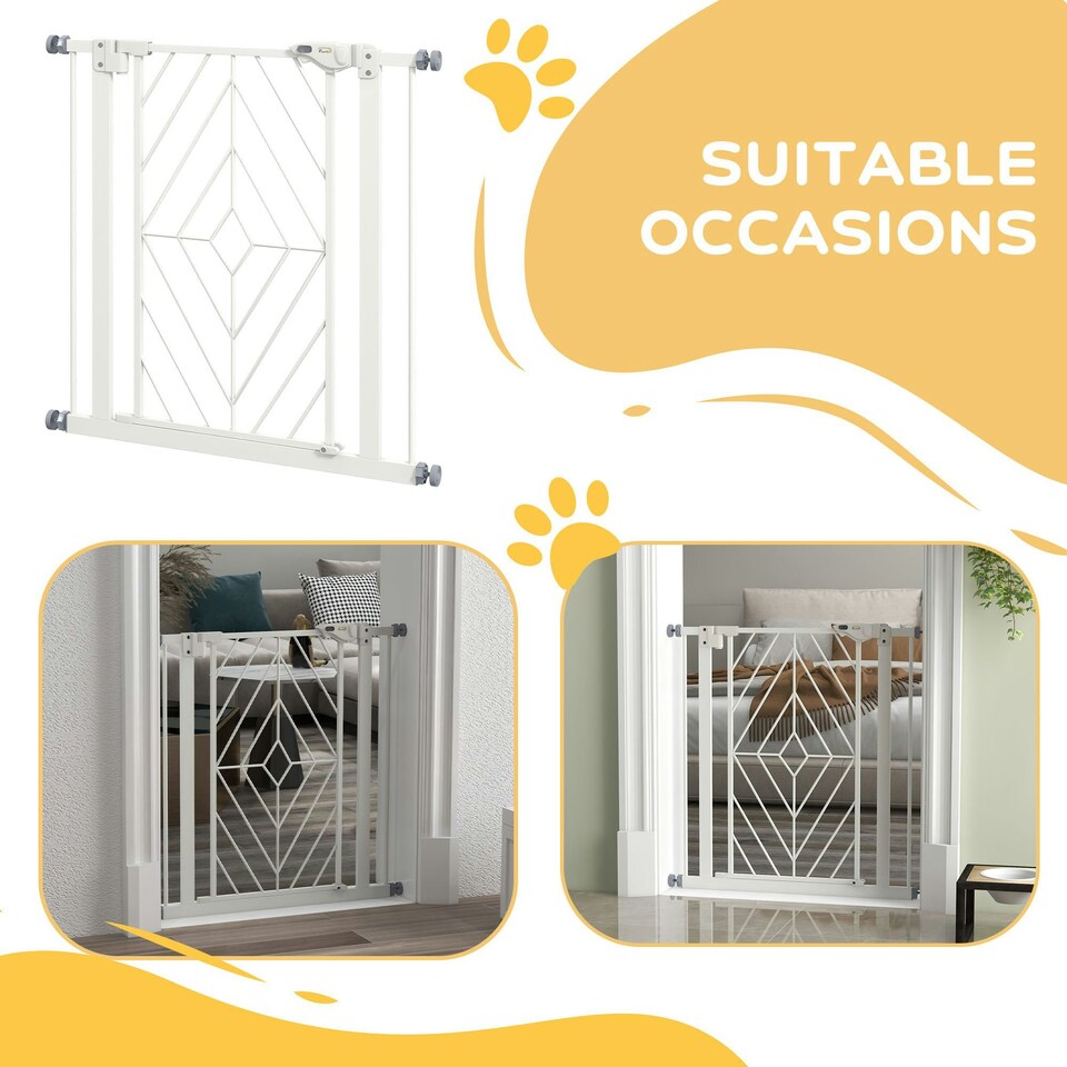 image 1 of Pressure Fit Safety Gate w/ Auto Closing Door, Double Locking, Openings 74-80cm