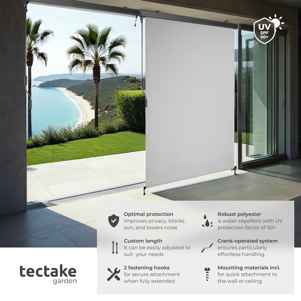 image 1 of Vertical Awning Eloise - installation materials included, retractable, UV blocking | Grey | light grey | 120 x 250 cm | 1