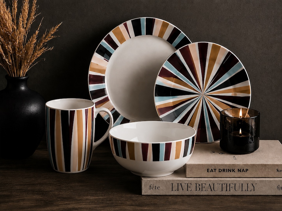 image 1 of Savannah Noir — 16 Piece Contemporary Porcelain Dinner Set