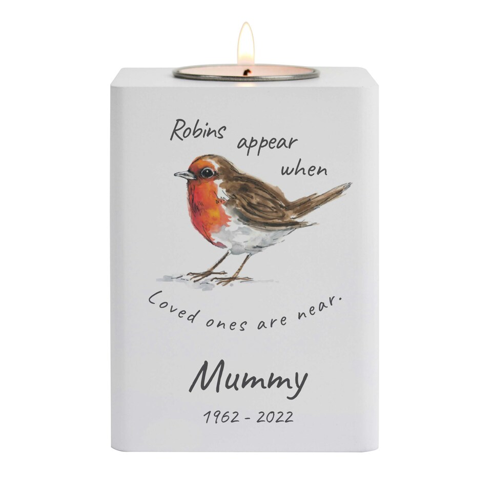 image 1 of Robins White Wooden Tea Light Holder White