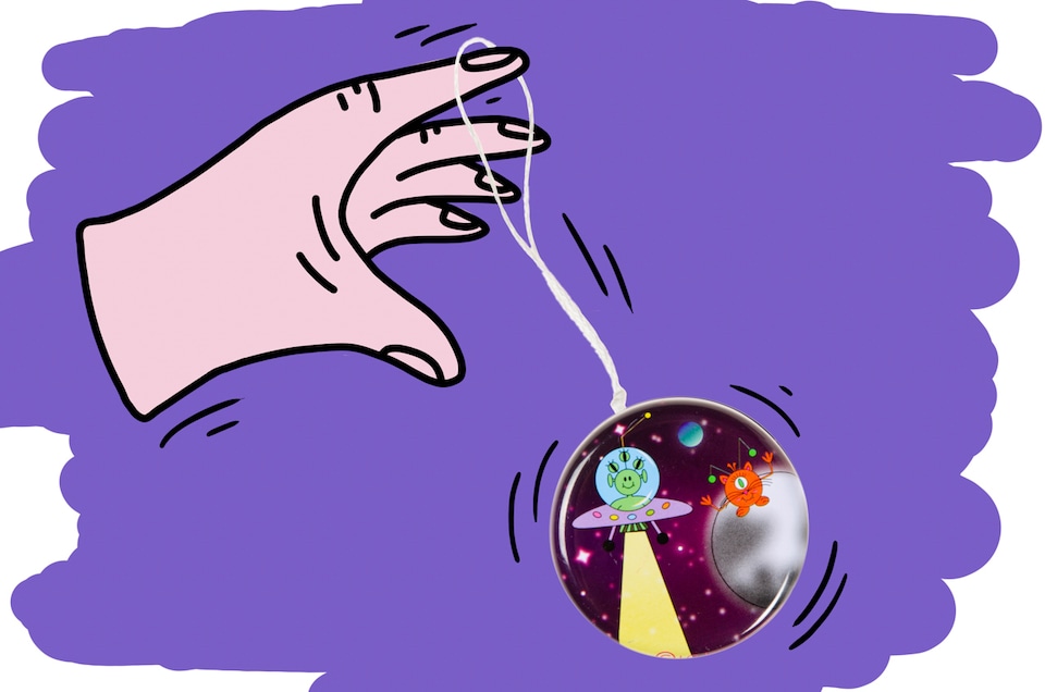 image 1 of Pack of 12 Metal Yo-Yo Space Theme Return Tops