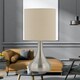 image 7 of Romana - Brushed Chrome Touch Operated Table Lamp with Natural Linen Shade Silver | Brown
