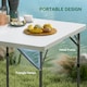 image 4 of Outsunny 3ft Folding Camping Table, Heavy Duty Picnic Table with 2 Adjustable Height for Indoor Outdoor Garden, Party, BBQ, White | White | White | 86L x 86W x 74Hcm