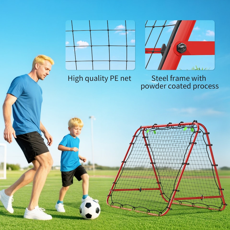 image 1 of HOMCOM Rebounder Net Football Target Goal with Adjustable Angles, Red